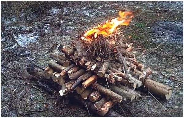 Таежный вид костра. Виды костров: жаровые, световые и дымовые