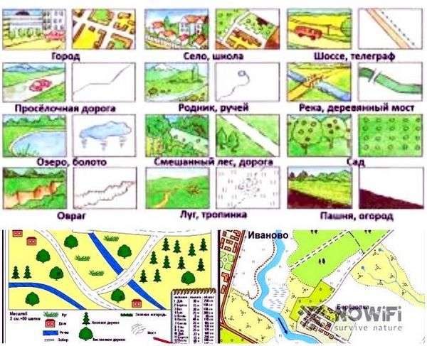 Фруктовый сад на плане местности. Фруктовые сады - обозначение на карте.