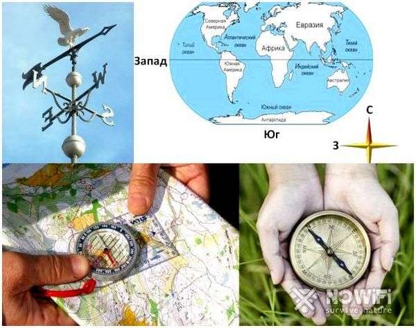 Где северо восток на карте. Расположение сторон света: севера, юга, востока и запада