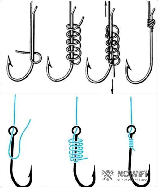 Как крепко привязать крючок к леске. Как привязать леску к крючку: схемы надежных узлов