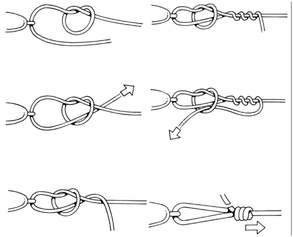 Как вязать крючок на леску схема. Как привязать крючок к леске