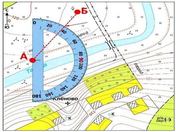 Угол между направлением на север и направлением на ориентир. Ориентирование на местности. Часть 2. Азимут. Направление на плане.